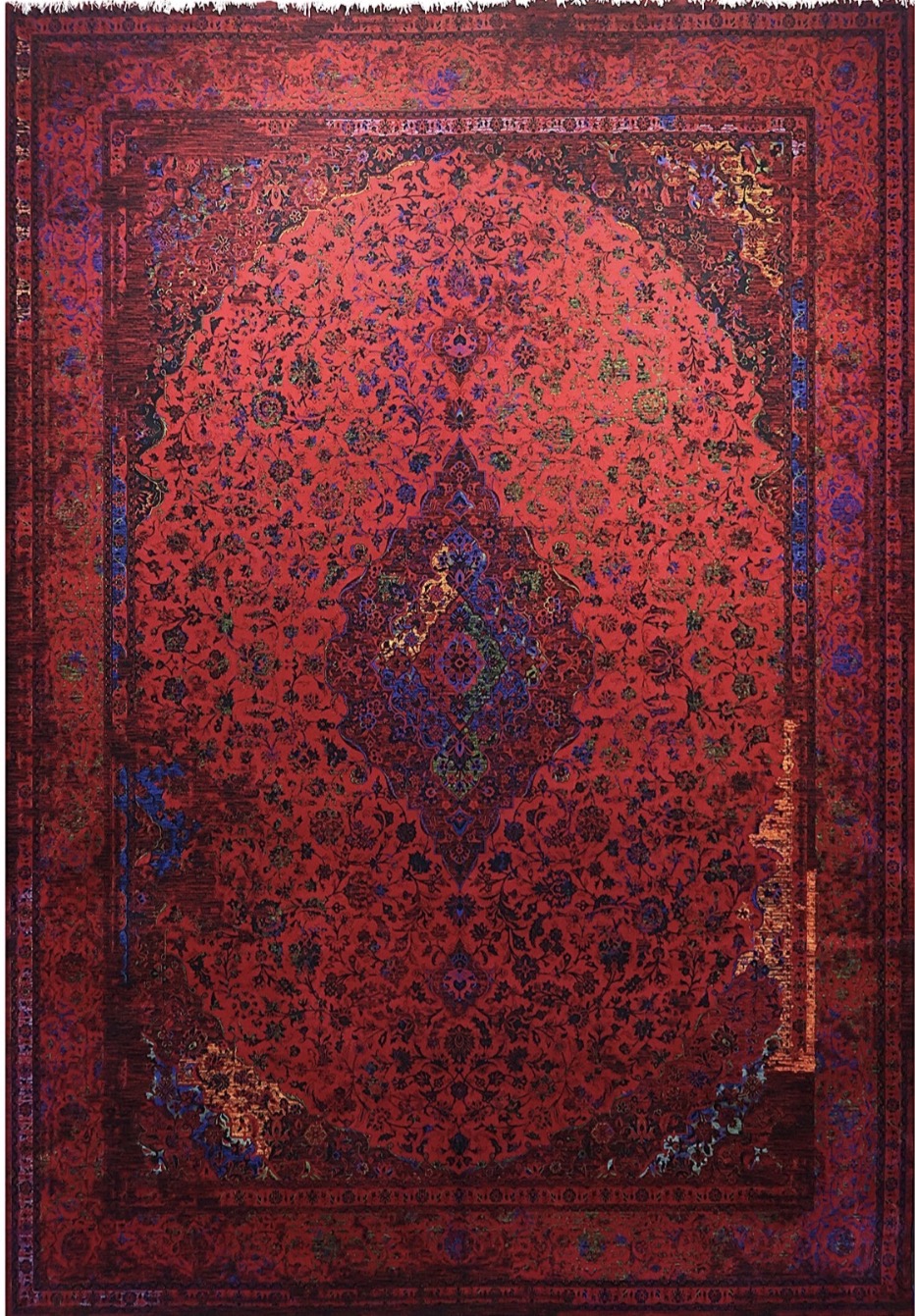 فرش ۷۰۰ شانه ۶ متری کاشان لاکی ارغوانی طرح کاشان khan
