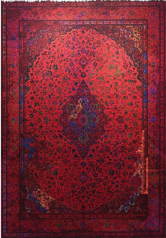 فرش ۷۰۰ شانه ۶ متری کاشان لاکی ارغوانی طرح کاشان khan