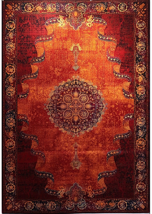 فرش ۷۰۰ شانه ۶ متری کاشان لاکی ارغوانی طرح حریر بوستان khan