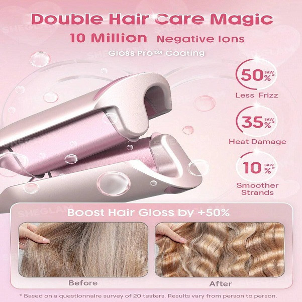 فر کننده مو شیگلم مدل Cupid’s Charm Beach Babe Hair Waver سایز 19 میلیمتر با تایمر هوشمند و پوشش سرامیکی