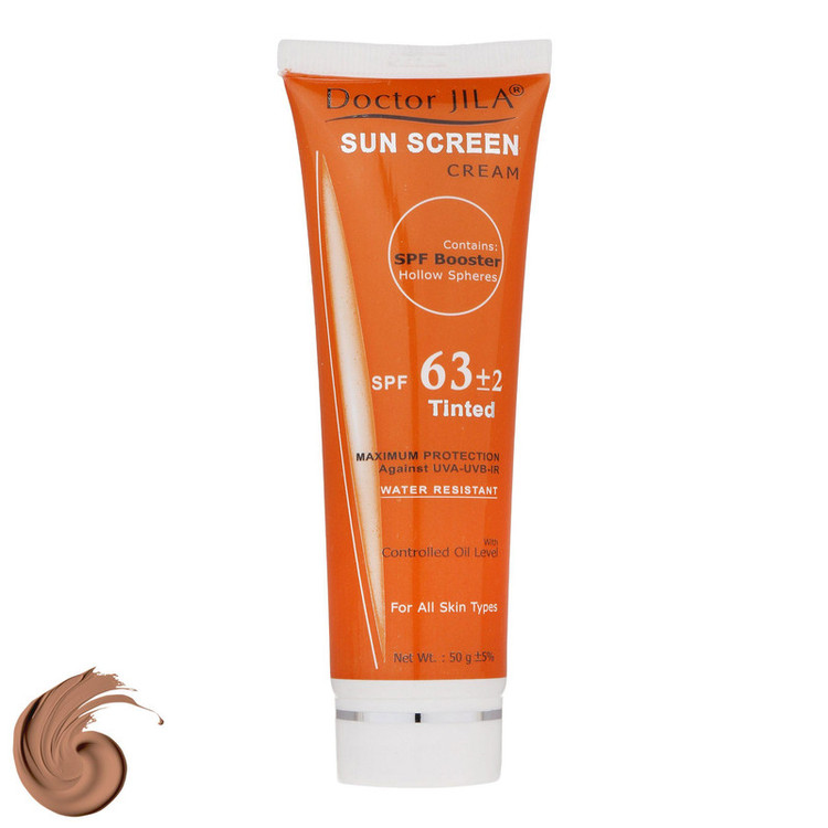 کرم ضدآفتاب رنگی دکتر ژیلا SPF63 مدل DJ3 مناسب انواع پوست وزن 50 گرم
