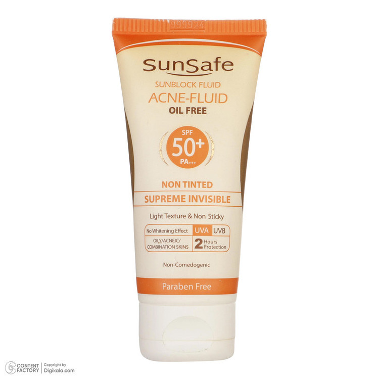 کرم ضدآفتاب بیرنگ سانسیف SPF50 مدل ACNE-FLUID مناسب پوست مختلط، حجم 50 میلیلیتر