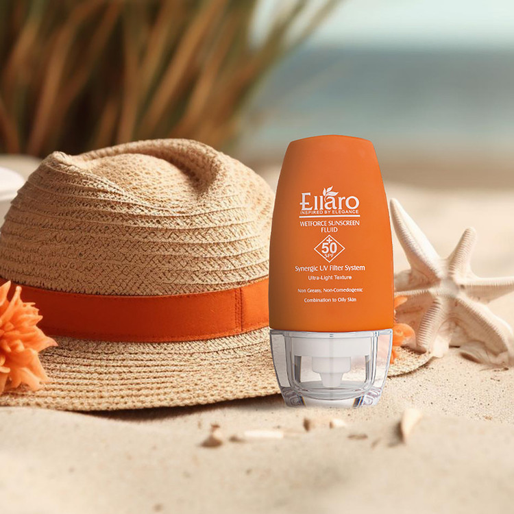 فلوئید ضد آفتاب بدون رنگ الارو SPF50 مدل Ultra Light تحت لیسانس محافظ UVA ،UVB، مرطوبکننده مناسب پوستهای چرب و مختلط حجم 50 میلیلیتر