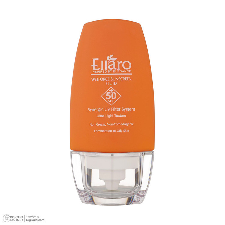 فلوئید ضد آفتاب بدون رنگ الارو SPF50 مدل Ultra Light تحت لیسانس محافظ UVA ،UVB، مرطوبکننده مناسب پوستهای چرب و مختلط حجم 50 میلیلیتر