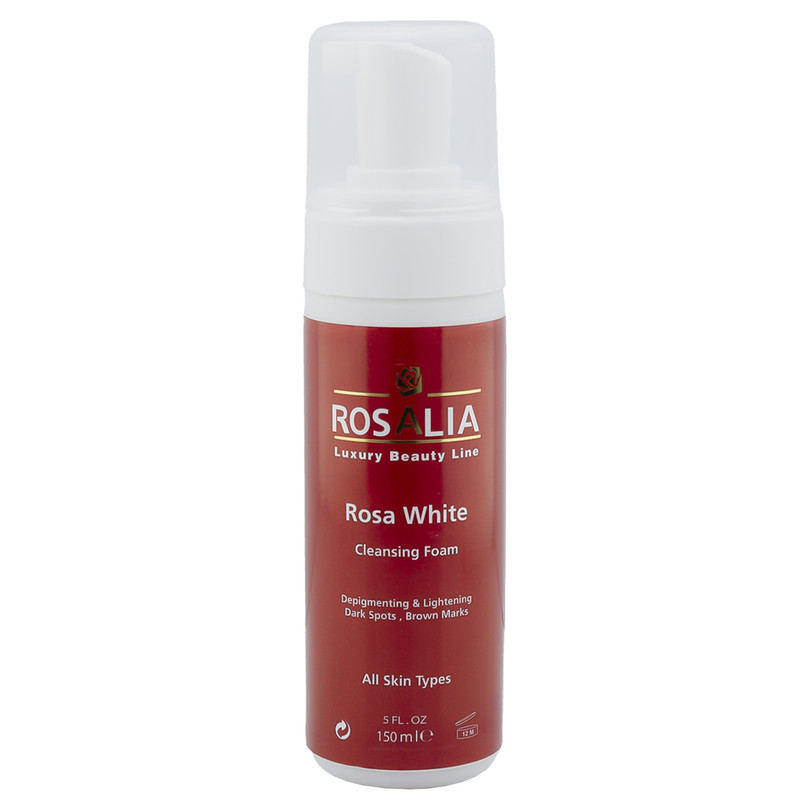 فوم پاککننده و روشنکننده پوست رزالیا مدل Rosa White حجم 150 میلیلیتر