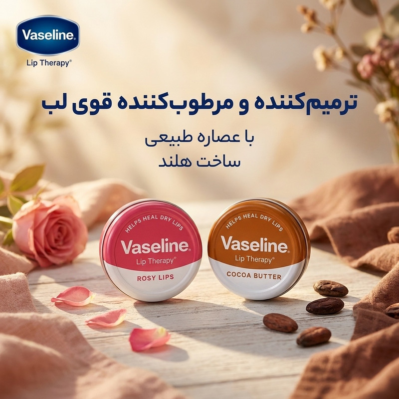 بالم لب وازلین مدل Rose و Coco کاسهای با عصاره طبیعی، ترمیمکننده و مرطوبکننده قوی لب، ساخت هلند