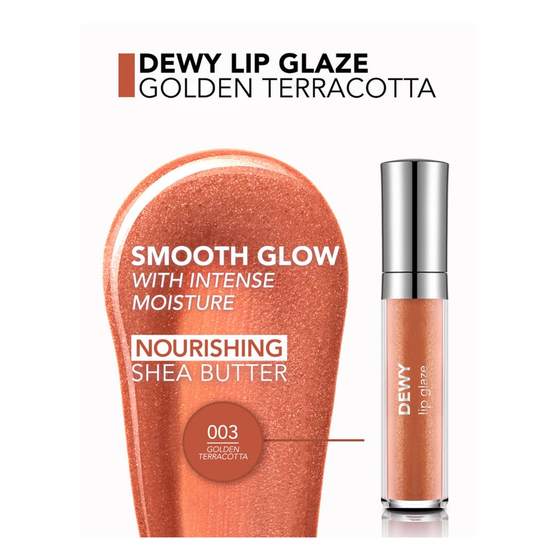 لیپ گلاس براق فلورمار مدل Dewy Glaze شماره 003 رنگ هلویی برنزی