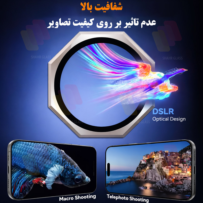 محافظ لنز دوربین شیشهای شهر گلس مدل R8ZS مناسب برای گوشی موبایل اپل iPhone 16