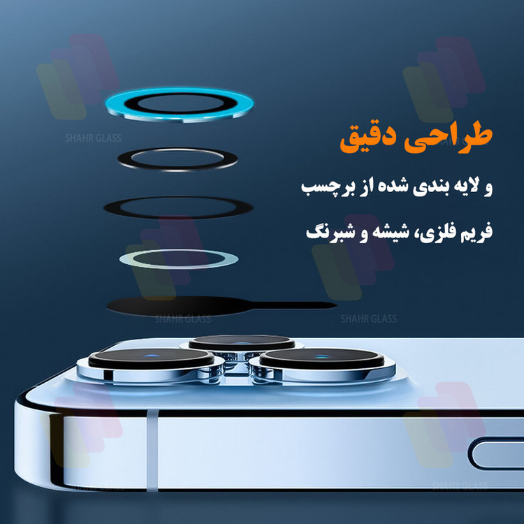 محافظ لنز دوربین شهر گلس مدل SHABRANGS مناسب برای گوشی موبایل اپل iPhone 12 / 12 mini / 11