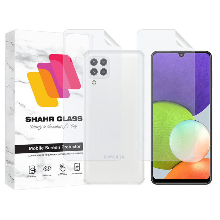 محافظ صفحه نمایش شهر گلس مدل MTNANFBSH مناسب برای گوشی موبایل سامسونگ Galaxy A22 4G به همراه محافظ پشت گوشی