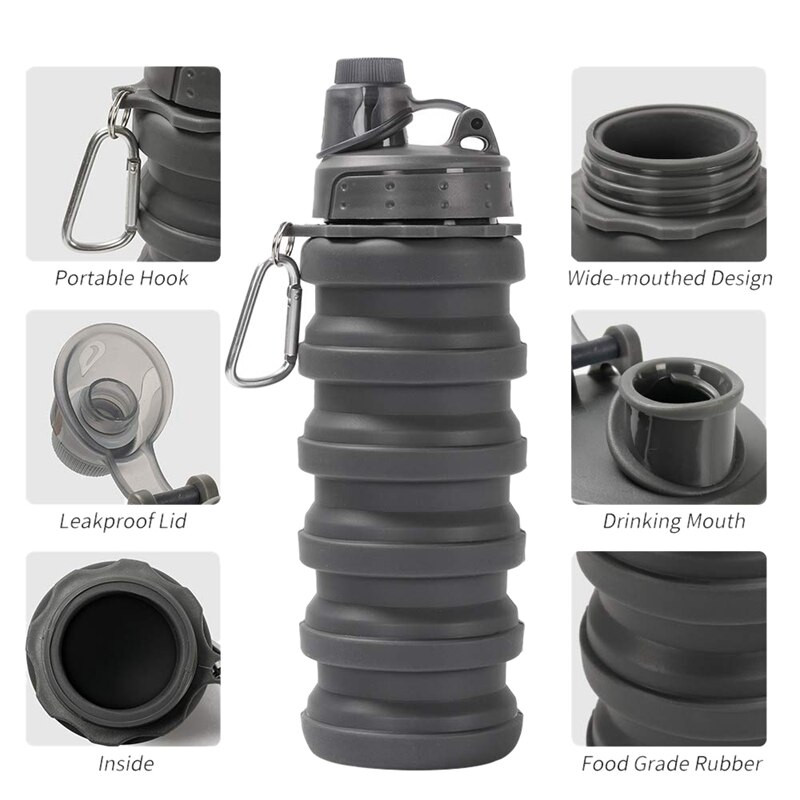 قمقمه مدل سیلیکونی ساده تاشو simple 01 گنجایش 0.5 لیتر