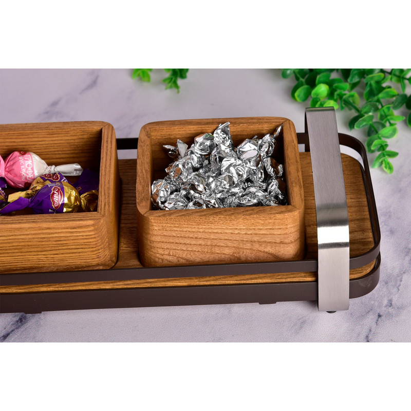 اردوخوری بیویکی 3 خانه طرح مجستیک کد 452203، جنس چوب، مناسب سرو و پذیرایی، شستشو با دست