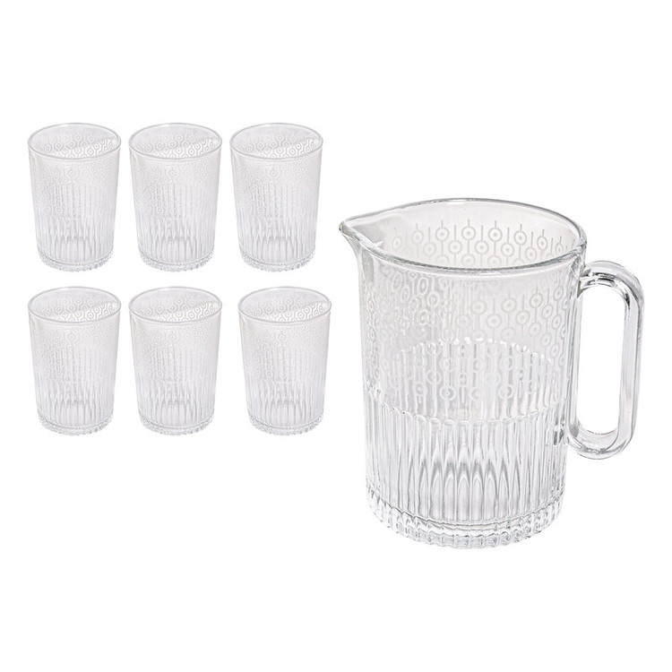 سرویس پارچ و لیوان 7 پارچه لیمون مدل دایره ای کد 2318-2