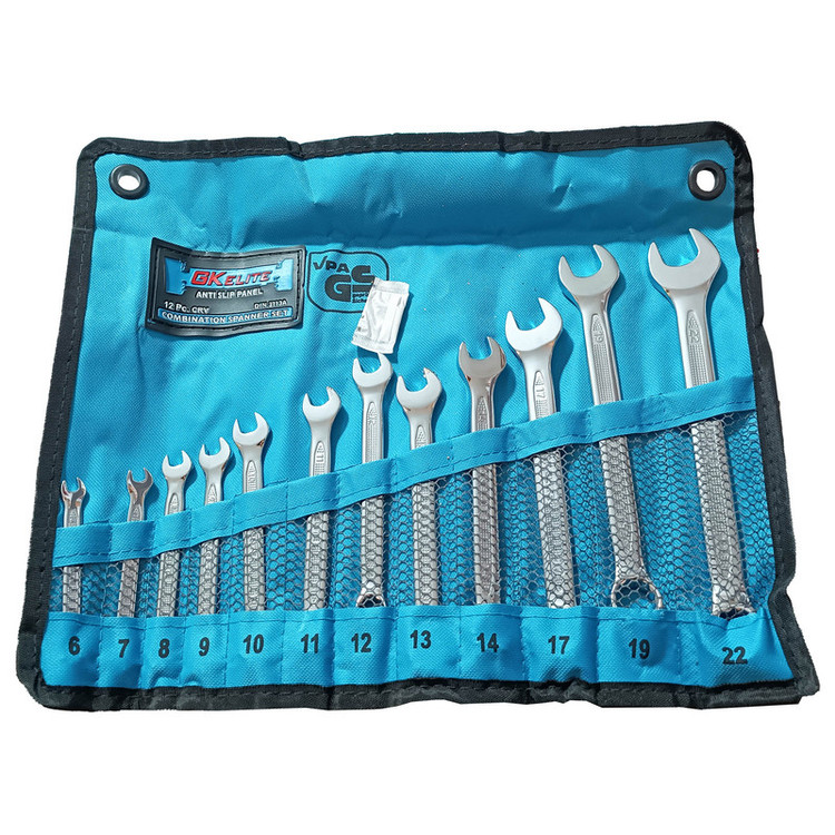 آچار یکسر تخت و یکسر رینگی جی کی الیت مدل AJ-GK ELITE-012 مجموعه 12 عددی
