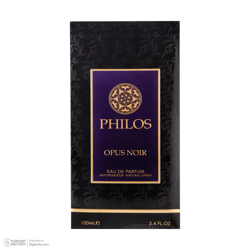 ادوپرفیوم الحمبرا مدل PHILOS OPUS NOIR با رایحه گرم حجم 100 میلیلیتر